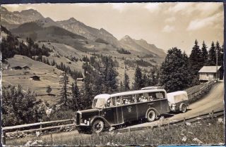 The Frutigen - Adelboden Post - Auto Bus At Niesenkette.  Vintage Rp Postcard