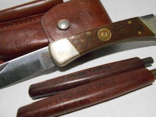 Chicago Cutlery L36 5 " Lock - Back Pocket Knife,  2 Ps3 Steels,  Leather Sheath