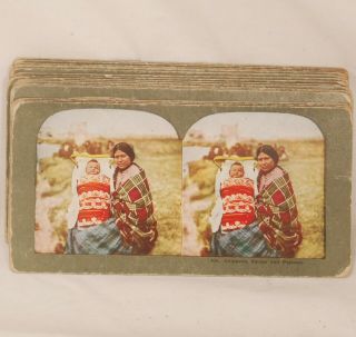 18 - Antique Stereograph Cards Of Sioux,  Blackfoot,  Chippewa Persons