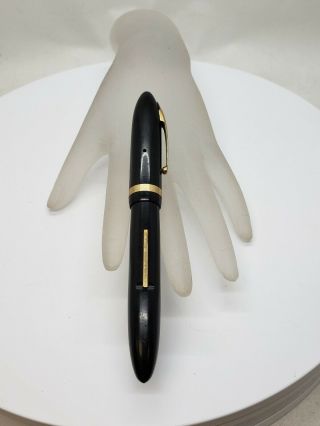 Vintage Shaeffer White Dot Black Fountain Pen Lifetime 14k Gold Nib Lever Fill
