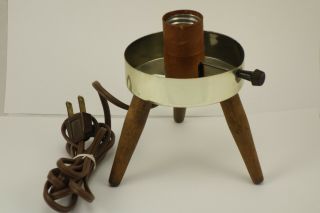Vintage Atomic Mid Century Beehive Basket Weave Tripod Lamp Base Only