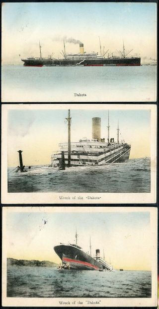 Ad056 Antique Postcard Japan 1907 Sc99 Wreck Of The Ss Dakota 1877