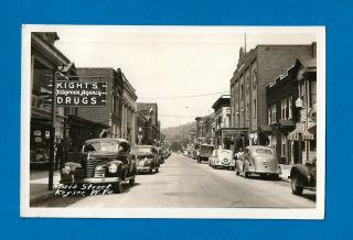 Keyser,  Wv,  Rppc View Main St,  Kights Walgreen Drug Store,  Old Cars,  1942 Plate