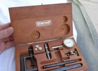 Starrett No.  196 Back Dial Indicator Set Wooden Box Machinist Or Manufa