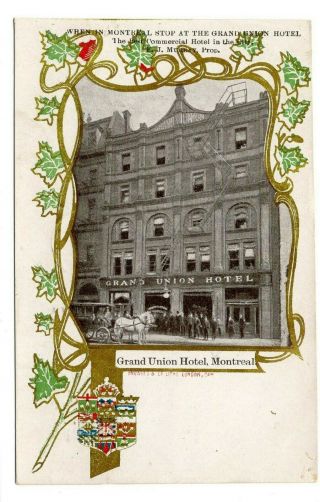 Grand Union Hotel Montreal Quebec 1909 Patriotic Advertising Knowles Postcard
