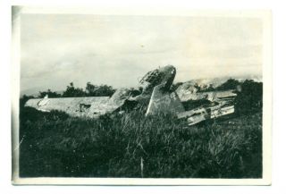 Vintage Ww2 Photo Crashed Plane/ Bomber Wreckage In The Pacific Theatre