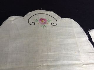 Vintage Unfinished Cotton Muslin Embroidered Girl In Bonnet Apron 3