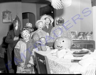 Orig C1930s B/w 4x5 " Photo Negative Halloween Costumes People Boys Girls 5889