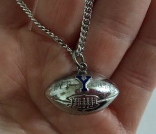 VTG STERLING TIE CLIP 1969 YALE FOOTBALL CHAMPION - WITH A HANGING FOOTBALL CHARM 2
