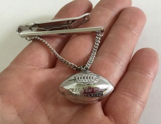VTG STERLING TIE CLIP 1969 YALE FOOTBALL CHAMPION - WITH A HANGING FOOTBALL CHARM 3