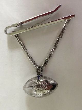 VTG STERLING TIE CLIP 1969 YALE FOOTBALL CHAMPION - WITH A HANGING FOOTBALL CHARM 5