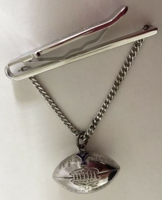 VTG STERLING TIE CLIP 1969 YALE FOOTBALL CHAMPION - WITH A HANGING FOOTBALL CHARM 6