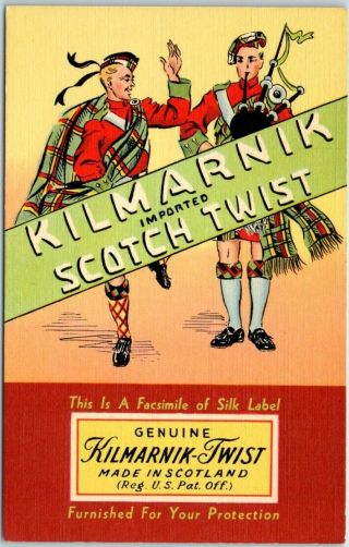 Vintage Advertising Postcard " Kilmarnik Scotch Twist " Men 