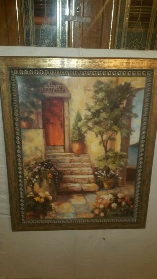 Homco Home Interior Picture Flowers Steps By Joan Cole 28 " X 33 1/2 "