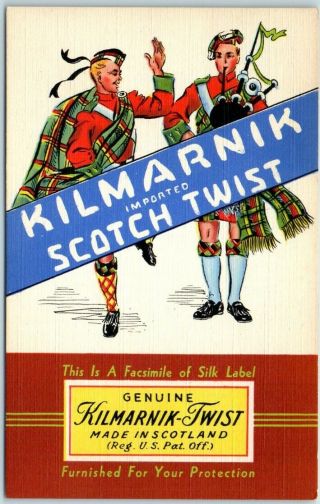 1939 Advertising Postcard Kilmarnik Scotch Twist Fabric Curteich Linen