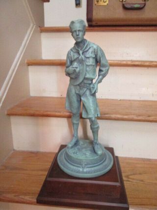 Vintage Large Boy Scout Cast Metal Statue Figurine B.  S.  A.  Award