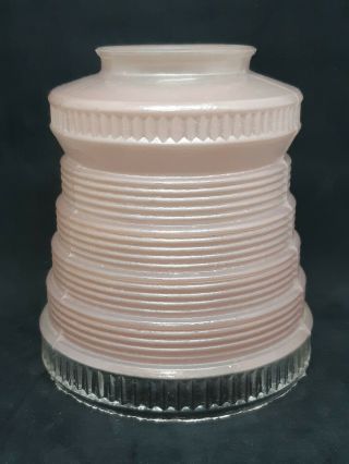 Vintage Pink Art Deco Glass Light Lamp Bee Hive Stack Style Shade 1950 