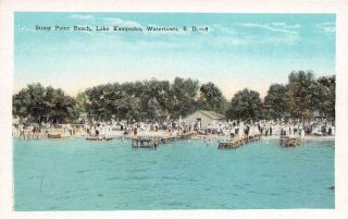 Watertown Sd 1915 - 30 Stony Point Beach Scene On Lake Kampeska Vintage Gem,  542