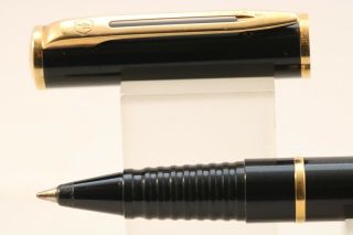 Waterman Laureat Mkii Rollerball Pen,  Black With Gold Plated Trim