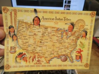 Vintage Old Colorado Postcard American Indian Tribes Map Arapaho Cheyenne Navajo