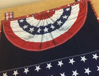 Patriotic Quilt Wall Hanging,  Appliqué Stars,  Stripes,  Navy Blue,  White,  Red 4