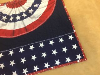 Patriotic Quilt Wall Hanging,  Appliqué Stars,  Stripes,  Navy Blue,  White,  Red 5
