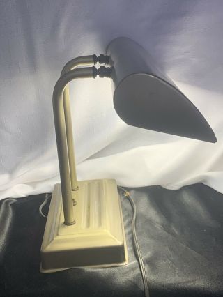 Vintage Desk Lamp Mid Century Modern Adjustable Brass Metal Shade Library Light
