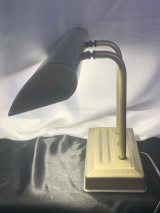 Vintage Desk Lamp Mid Century Modern Adjustable Brass Metal Shade Library Light 3