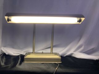 Vintage Desk Lamp Mid Century Modern Adjustable Brass Metal Shade Library Light 8