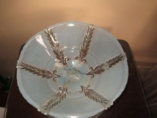 Outstanding Vintage Art Deco Clear & Blue Frosted Glass Ceiling Lamp Shade 3