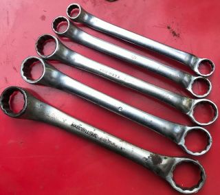 VINTAGE BLUE POINT BY SNAP - ON Stubby OFFSET BOX END 5 WRENCH SET X SERIES 5