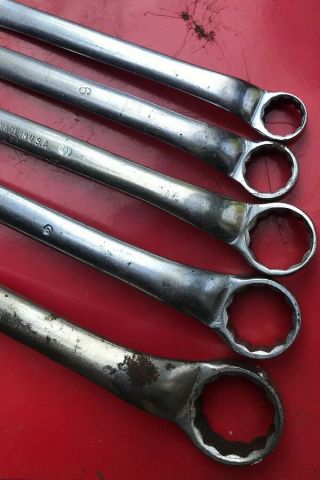 VINTAGE BLUE POINT BY SNAP - ON Stubby OFFSET BOX END 5 WRENCH SET X SERIES 8