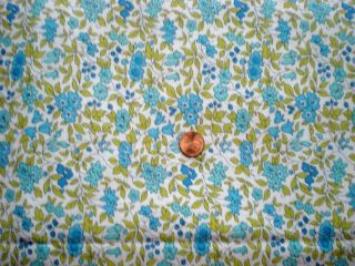 Floral Full Feedsack Quilt Sewing Doll Clothes Craft Fabric Blue Chartreuse