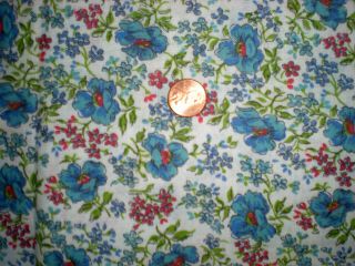 Floral Intact Feedsack Quilt Sewing Doll Clothes Craft Fabric Blue Red Green
