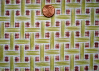 Geometric Full Vtg Feedsack Quilt Sewing Doll Clothes Craft Fabric Lime Brown