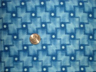 Blue Geometric Full Vtg Feedsack Quilt Sewing Doll Clothes Craft Dress Fabric