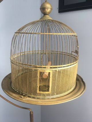Antique Hendryx Brass Birdcage With Stand