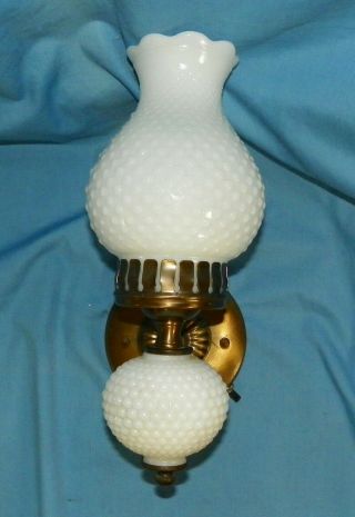 Vintage Hobnail Milk Glass Wall Sconce Light Lamp