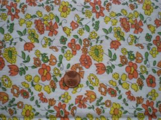Floral Full Vtg Feedsack Quilt Sewing Doll Clohtes Craft Orange Yellow Green