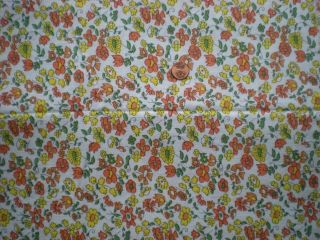 FLORAL Full Vtg FEEDSACK Quilt Sewing Doll Clohtes Craft Orange Yellow Green 2