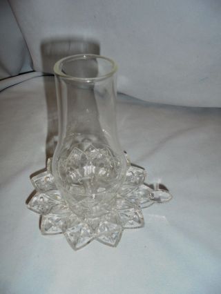 Fairy Lamp Or Candle Holder Clear Glass Handled 5.  25 " Tall 4.  75 " Across Retro