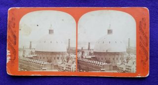 Providence Ri Rhode Island Gasometer Stereoview - Largest Dome In The World