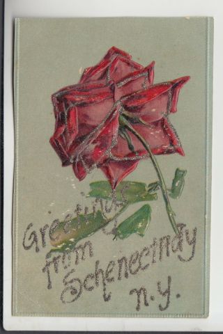 Rose Glitter Greetings From Schenectady York Ny