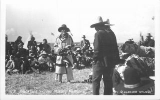 Blackfeet Indians Glacier 1940s Montana Native American Rppc Photo Postcard 4618