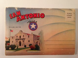 Vintage San Antonio Texas Tx Postcard Souvenir Folder Foldout Fold Out Teich