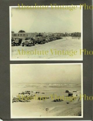 Military Transport Photographs British Trucks In Egypt Vintage Album Page C.  1939
