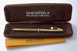 1970s Sheaffer 12k Rolled Gold Chased Ball Point Pen With Case - Rgr Casino