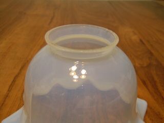ANTIQUE VASELINE RUFFLE EDGE GLASS LAMP SHADE 2 1/4 