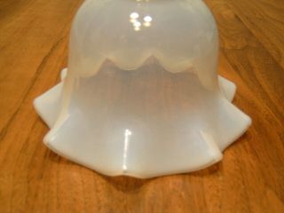 ANTIQUE VASELINE RUFFLE EDGE GLASS LAMP SHADE 2 1/4 