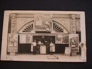 Entrance To Movie Theatre W/movie Ad Signs Real Photo Postcard
